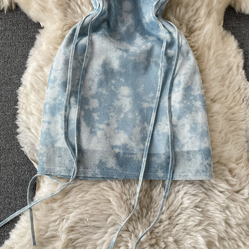 Robe bustier asymétrique tie dye 2809