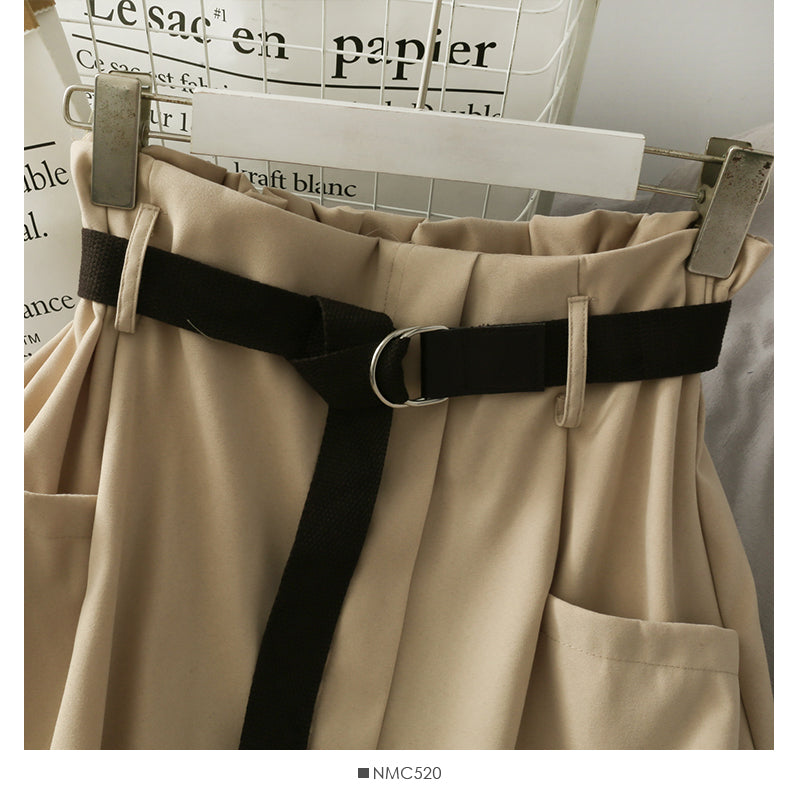 New solid color versatile irregular high waist skirt  2664