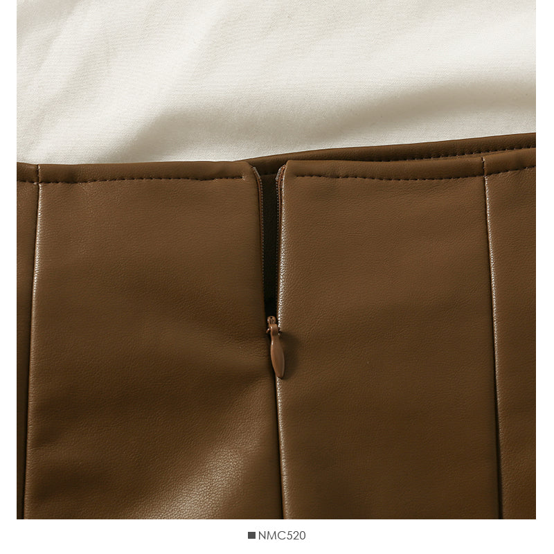 New Retro versatile short leather skirt  2614