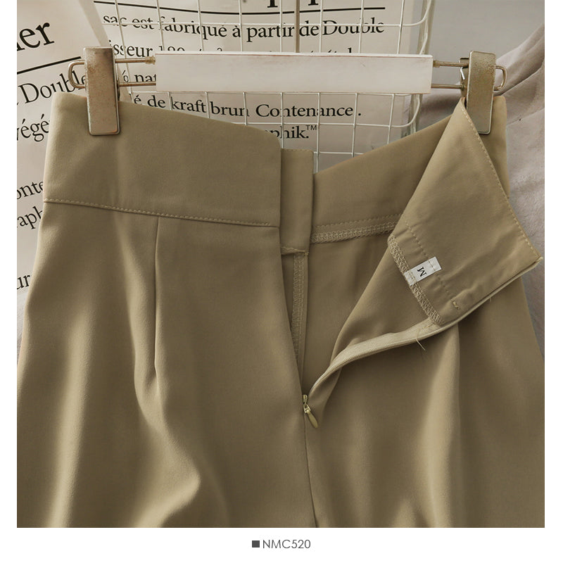 Korean retro waist closed to show thin solid color versatile skirt for women  2659