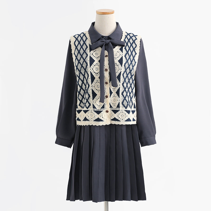 New sweater vest dress two piece suit  2251