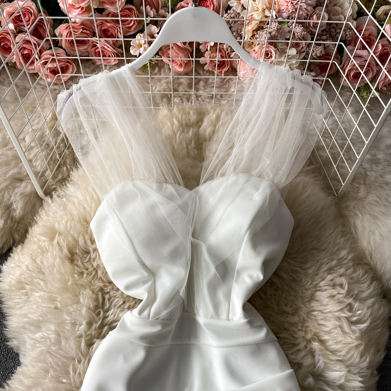 Robe portefeuille sexy en maille à épaules dénudées et aux hanches 2953
