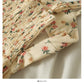 Sweet wind printed pleated high waist thin medium length dress  2707