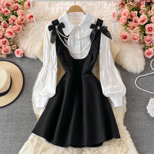 French retro girl bow dress  3002