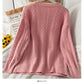 Pull femme couleur unie bouton corne de bœuf col rond pull 1825