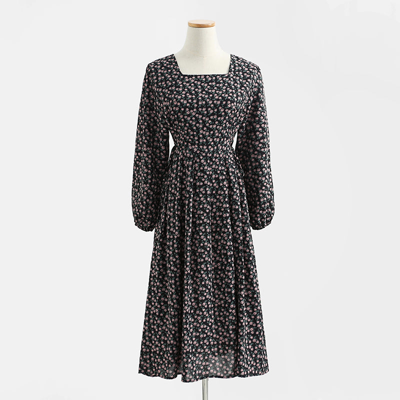 New mid length fairy French retro waist long sleeve temperament skirt  2420