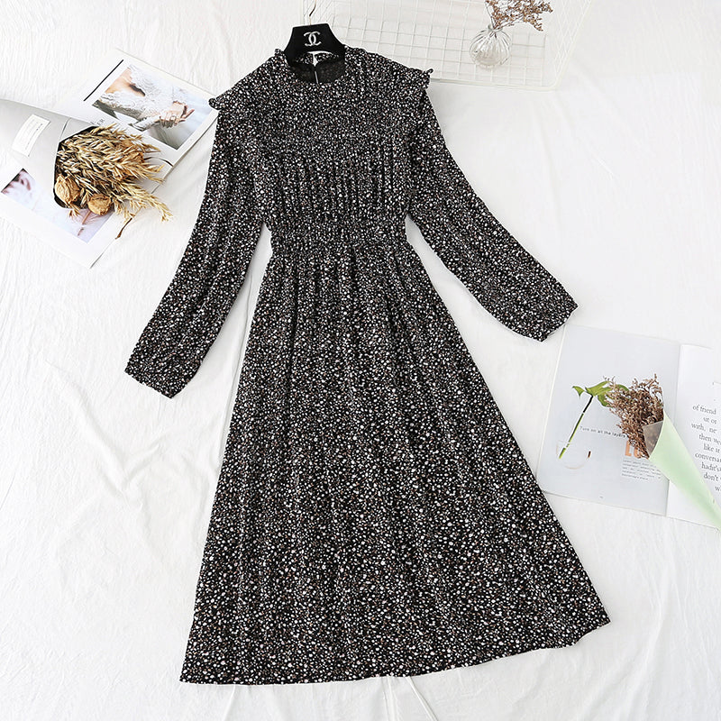 French retro skirt, light mature style, foreign style, floral long skirt  2389