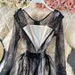 Robe unie haut de gamme avec taille en dentelle cousue en maille 3181