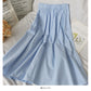 New pleated high waist thin medium length solid skirt  2639