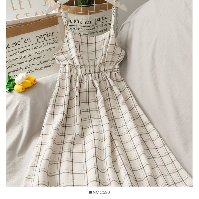 Simple plaid suspender belt slim suspender skirt 2701