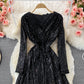 Robe sexy à paillettes irrégulières et col en V 3097