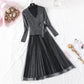 New long sleeve top pleated yarn skirt  2356