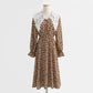 New doll neck Korean long sleeve Floral Dress  2439
