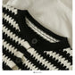 Nouveau cardigan à boutonnage simple à rayures contrastées de couleur pour femme 2046