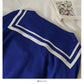 Chemise femme en maille ample à simple boutonnage et col bleu marine 2063