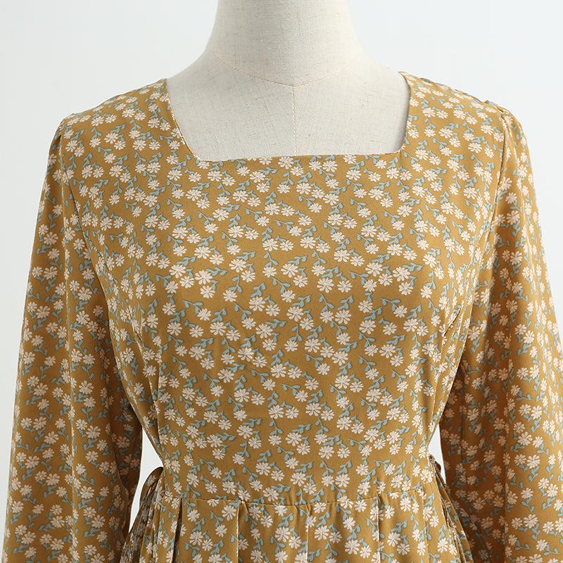 New mid length fairy French retro waist long sleeve temperament skirt  2420