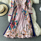 Robe plissée à imprimé nœud de style étranger de tempérament de célébrité 3167