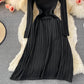 Robe plissée en tricot élastique à taille fine pour femme de tempérament 2907