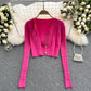 Cardigan tricoté, manteau de style occidental, manteau pull col V femme 1610