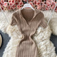 Robe vintage en tricot avec fermeture à la taille et aux fesses 2716