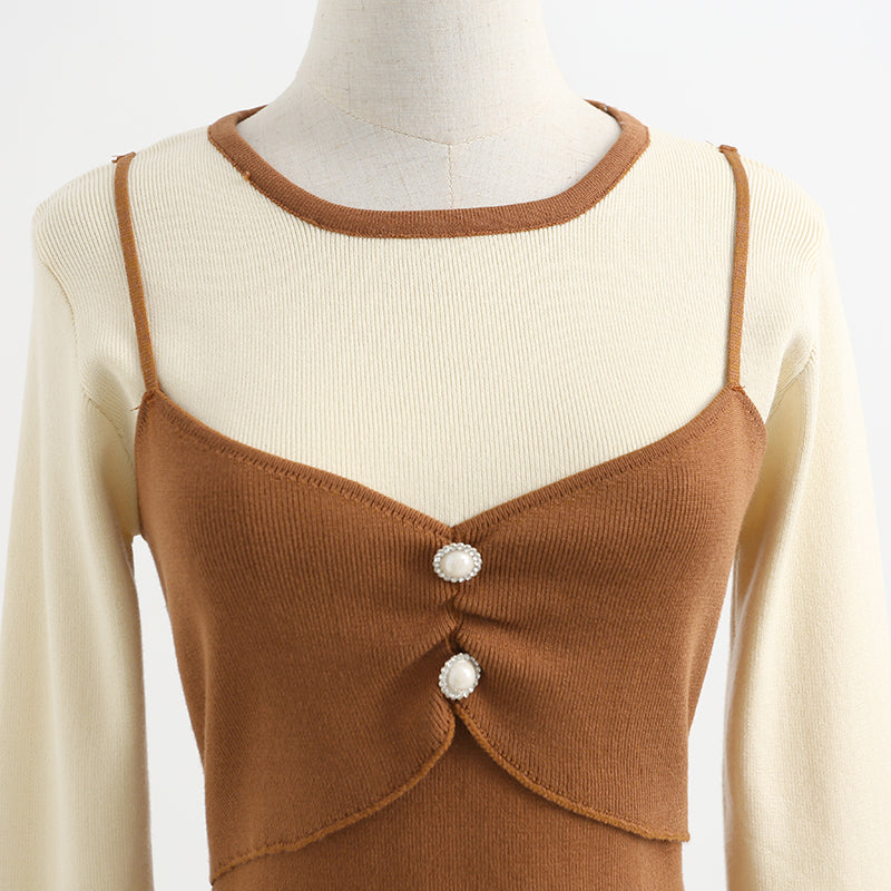 Stitched Knit Skirt French age reducing slim bottomed dress for women  2202