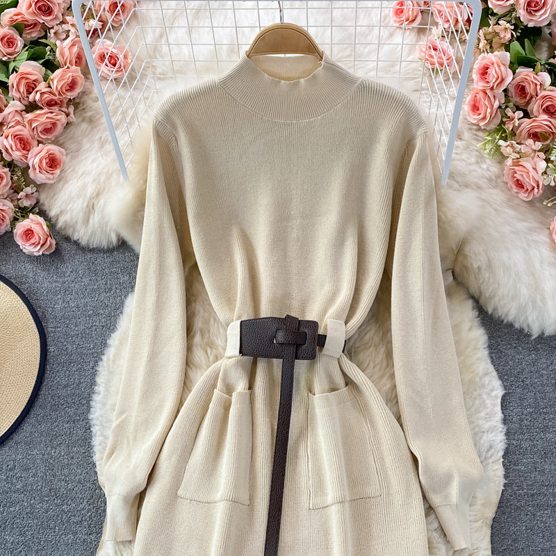 Jupe pull cache-cœur en tricot à taille fine 3357