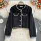 Autumn and winter French small fragrant wind woven coarse flower coat  1685