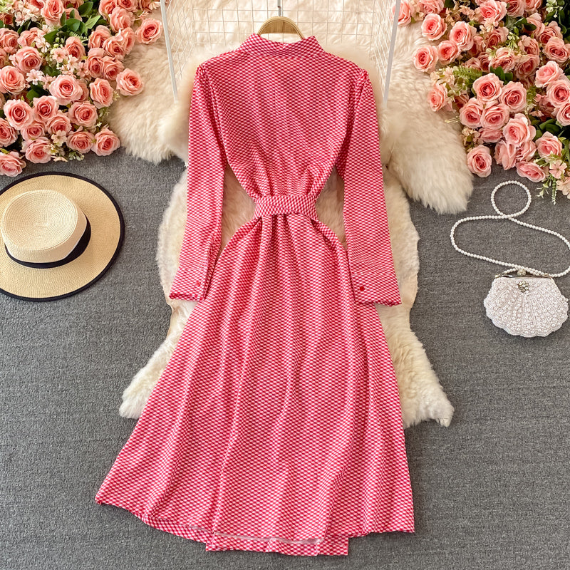 Robe à revers à carreaux français 3374
