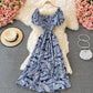 Robe slim à col carré et manches bouffantes 3061