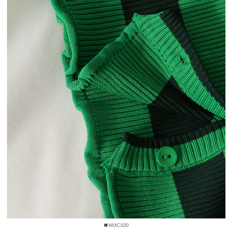 Cardigan rayé à simple boutonnage, pull à manches longues pour femme 2061