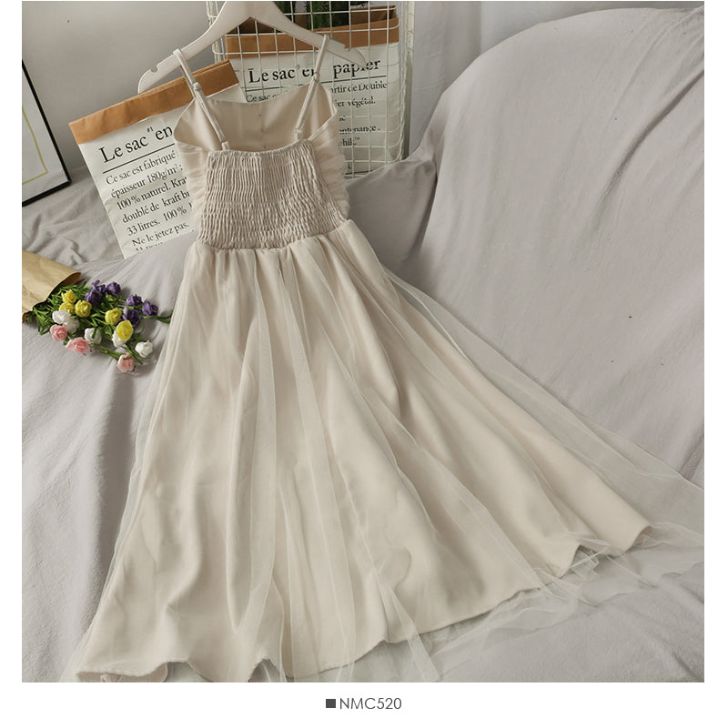 Fairy high waist slender gauze suspender skirt for women  2676