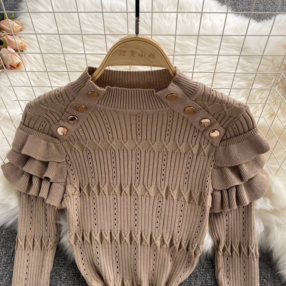 Sens du design : Pull slim de style français étranger 1616