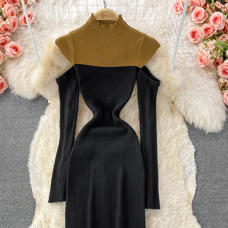 Robe en tricot à col montant vintage française 3358