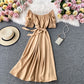 Robe à manches courtes à col carré rétro française 2877