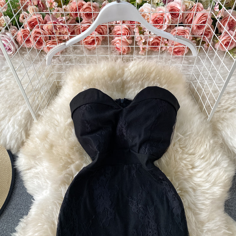 Robe bustier sexy en dentelle à la hanche de tempérament étranger 3176