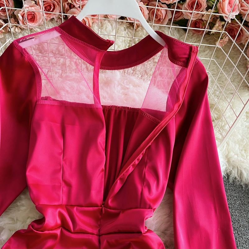 Robe plissée fine à coutures en gaze, haute, froide, impériale, sœur, vent, enveloppée dans les hanches, 3158
