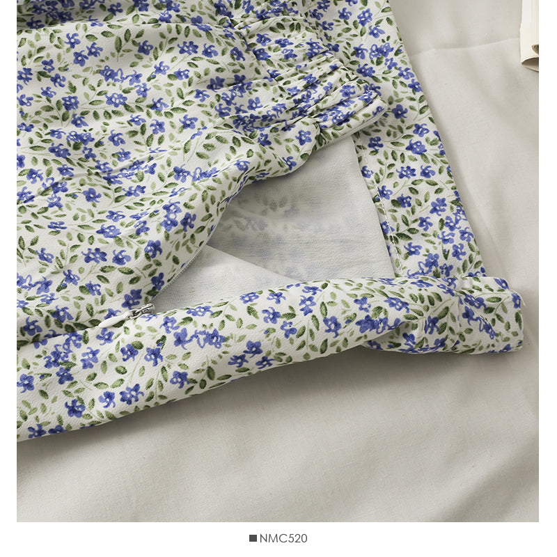Retro High Waist slim breasted floral medium length skirt  2575