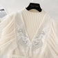 Embroidered mesh two-piece set light mature and slim knit dress  2226