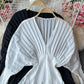 High end temperament pleated white dress  2729