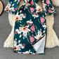 Robe à col montant en dentelle cheongsam fendue 3244
