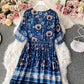 Robe fleurie à volants grande jupe vacances douce jupe longue 3141