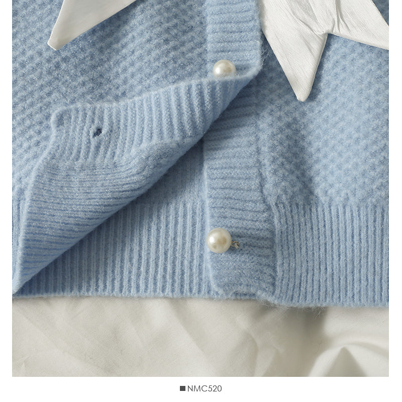 T-shirt à col rond décoratif avec nœud surpiqué contrasté coréen 1808