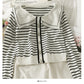 Pull rayé court à simple boutonnage en tricot slim 1921