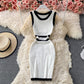 Fashion contrast color stitching slim wrap hip skirt  2736