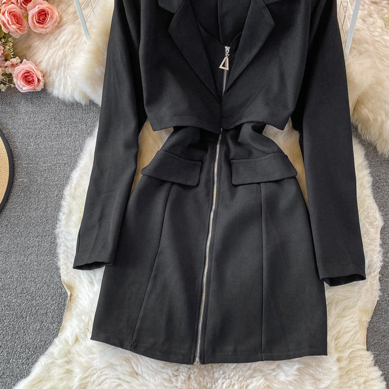 Jupe de costume de tempérament de célébrité, design slim et slim à fermeture éclair 2921