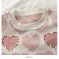 Pull imprimé coeur perle clou vent doux pour femme 1839