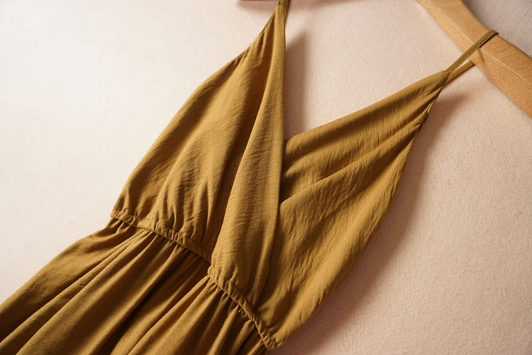 Robe de plage sexy à bretelles et col en V et dos nu 3274