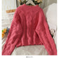 Pull femme saison ample et fin motif lin pull col rond 2021