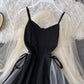 Low cut stitched mesh Beaded A-line skirt  2726