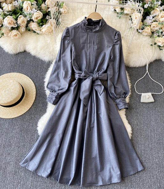 Elegant A line long sleeve dress  1309